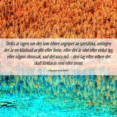 Picture 06 - 3 Mosebok 13:59 SV1917 - Detta är lagen om det som bliver angripet av - Bible Verse Picture