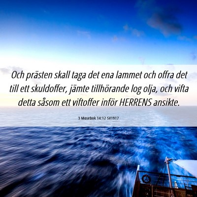 Picture 06 - 3 Mosebok 14:12 SV1917 - Och prästen skall taga det ena lammet och offra - Bible Verse Picture