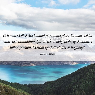 Picture 06 - 3 Mosebok 14:13 SV1917 - Och man skall slakta lammet på samma plats där - Bible Verse Picture