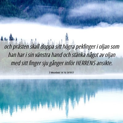 Picture 06 - 3 Mosebok 14:16 SV1917 - och prästen skall doppa sitt högra pekfinger i - Bible Verse Picture