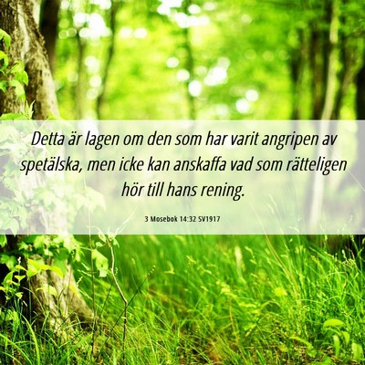 Picture 06 - 3 Mosebok 14:32 SV1917 - Detta är lagen om den som har varit angripen av - Bible Verse Picture