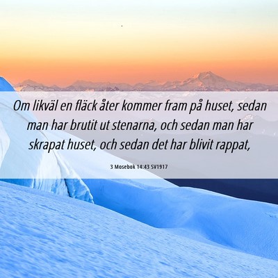 Picture 06 - 3 Mosebok 14:43 SV1917 - Om likväl en fläck åter kommer fram på huset, - Bible Verse Picture