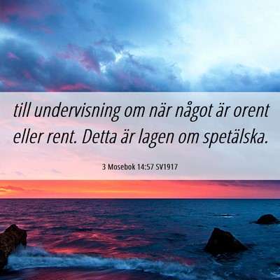 Picture 06 - 3 Mosebok 14:57 SV1917 - till undervisning om när något är orent eller - Bible Verse Picture