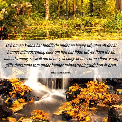 Picture 06 - 3 Mosebok 15:25 SV1917 - Och om en kvinna har blodflöde under en längre - Bible Verse Picture