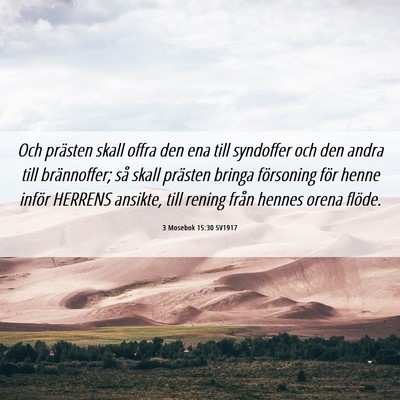 Picture 06 - 3 Mosebok 15:30 SV1917 - Och prästen skall offra den ena till syndoffer - Bible Verse Picture