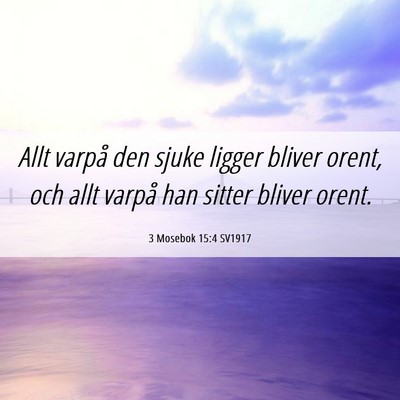 Picture 06 - 3 Mosebok 15:4 SV1917 - Allt varpå den sjuke ligger bliver orent, och - Bible Verse Picture
