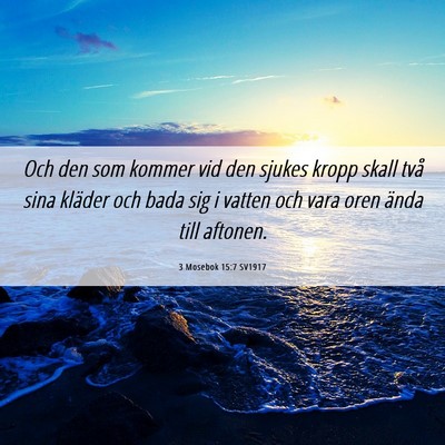 Picture 06 - 3 Mosebok 15:7 SV1917 - Och den som kommer vid den sjukes kropp skall - Bible Verse Picture