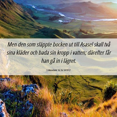 Picture 06 - 3 Mosebok 16:26 SV1917 - Men den som släppte bocken ut till Asasel skall - Bible Verse Picture