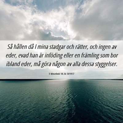 Picture 06 - 3 Mosebok 18:26 SV1917 - Så hållen då I mina stadgar och rätter, och - Bible Verse Picture