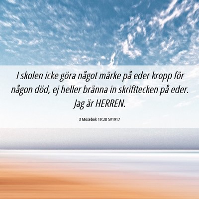 Picture 06 - 3 Mosebok 19:28 SV1917 - I skolen icke göra något märke på eder kropp - Bible Verse Picture