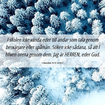 Picture 06 - 3 Mosebok 19:31 SV1917 - I skolen icke vända eder till andar som tala - Bible Verse Picture