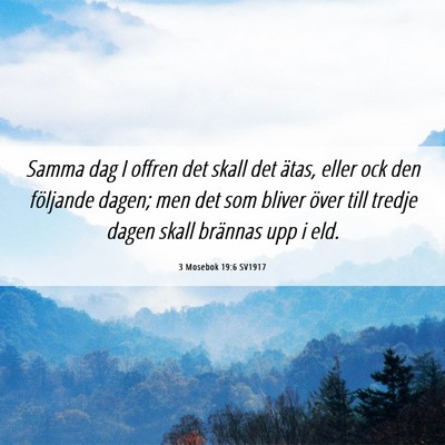 Picture 06 - 3 Mosebok 19:6 SV1917 - Samma dag I offren det skall det ätas, eller ock - Bible Verse Picture