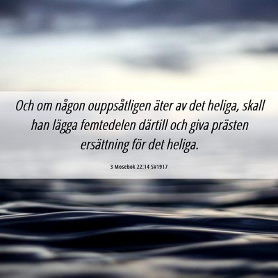 Picture 06 - 3 Mosebok 22:14 SV1917 - Och om någon ouppsåtligen äter av det heliga, - Bible Verse Picture