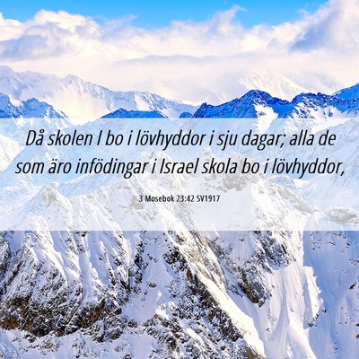 Picture 06 - 3 Mosebok 23:42 SV1917 - Då skolen I bo i lövhyddor i sju dagar; alla de - Bible Verse Picture