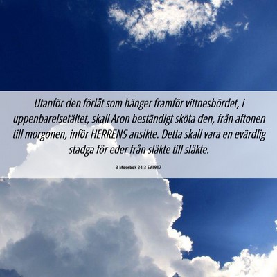 Picture 06 - 3 Mosebok 24:3 SV1917 - Utanför den förlåt som hänger framför - Bible Verse Picture