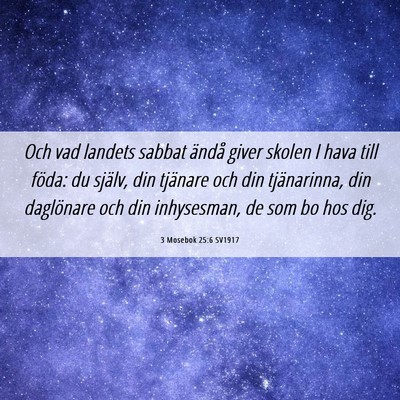 Picture 06 - 3 Mosebok 25:6 SV1917 - Och vad landets sabbat ändå giver skolen I hava - Bible Verse Picture