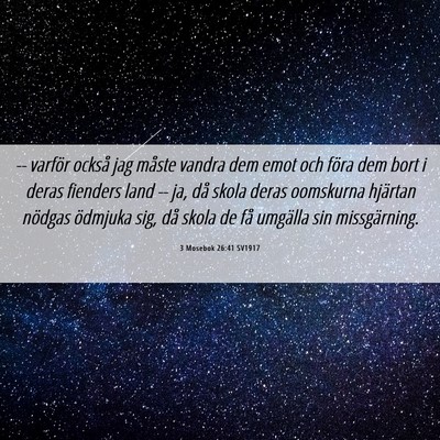 Picture 06 - 3 Mosebok 26:41 SV1917 - -- varför också jag måste vandra dem emot och - Bible Verse Picture