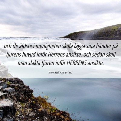 Picture 06 - 3 Mosebok 4:15 SV1917 - och de äldste i menigheten skola lägga sina - Bible Verse Picture