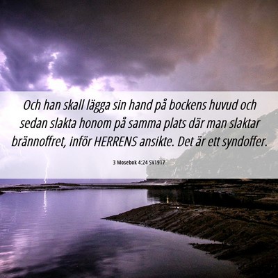 Picture 06 - 3 Mosebok 4:24 SV1917 - Och han skall lägga sin hand på bockens huvud - Bible Verse Picture