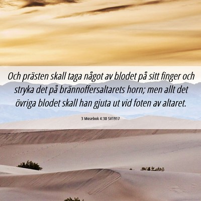Picture 06 - 3 Mosebok 4:30 SV1917 - Och prästen skall taga något av blodet på sitt - Bible Verse Picture