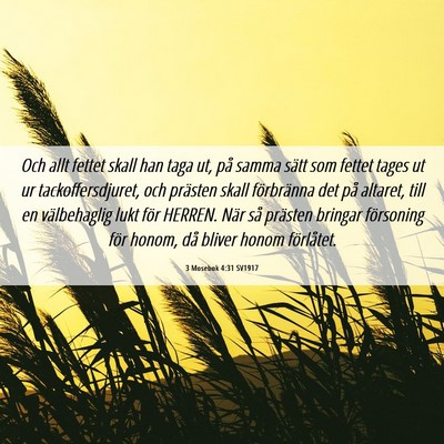 Picture 06 - 3 Mosebok 4:31 SV1917 - Och allt fettet skall han taga ut, på samma - Bible Verse Picture