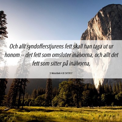 Picture 06 - 3 Mosebok 4:8 SV1917 - Och allt syndofferstjurens fett skall han taga ut - Bible Verse Picture