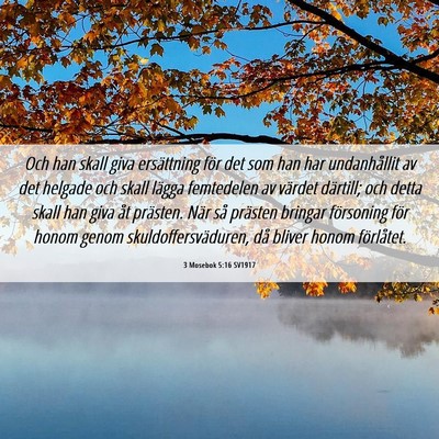 Picture 06 - 3 Mosebok 5:16 SV1917 - Och han skall giva ersättning för det som han - Bible Verse Picture
