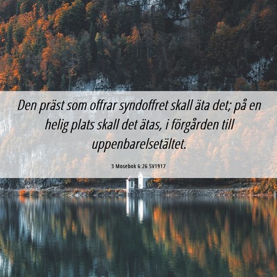 Picture 06 - 3 Mosebok 6:26 SV1917 - Den präst som offrar syndoffret skall äta det; - Bible Verse Picture