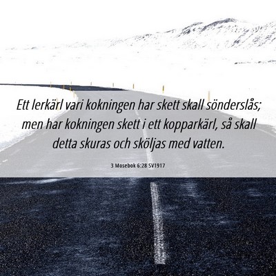 Picture 06 - 3 Mosebok 6:28 SV1917 - Ett lerkärl vari kokningen har skett skall - Bible Verse Picture