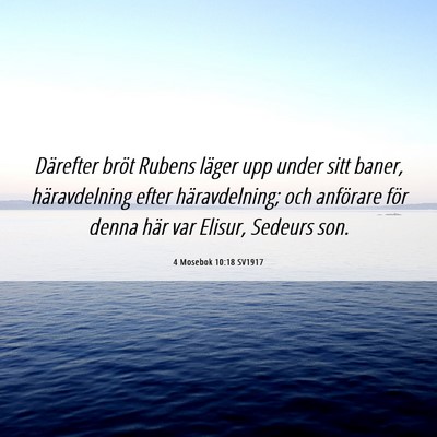 Picture 06 - 4 Mosebok 10:18 SV1917 - Därefter bröt Rubens läger upp under sitt - Bible Verse Picture