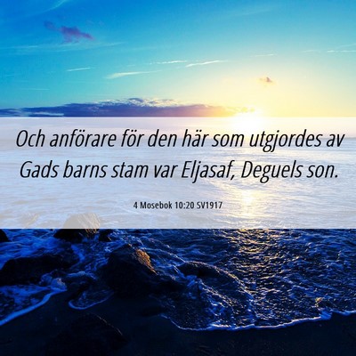 Picture 06 - 4 Mosebok 10:20 SV1917 - Och anförare för den här som utgjordes av Gads - Bible Verse Picture
