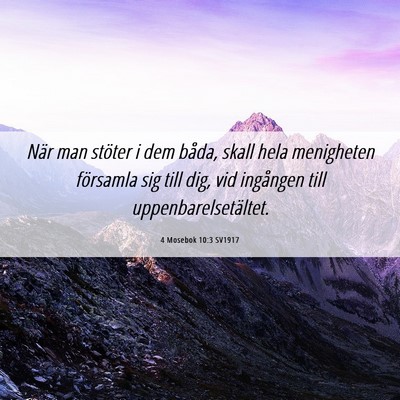 Picture 06 - 4 Mosebok 10:3 SV1917 - När man stöter i dem båda, skall hela - Bible Verse Picture
