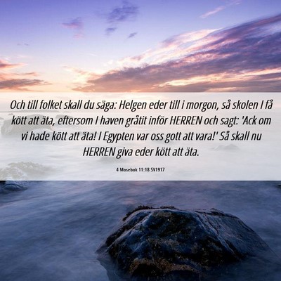 Picture 06 - 4 Mosebok 11:18 SV1917 - Och till folket skall du säga: Helgen eder till - Bible Verse Picture