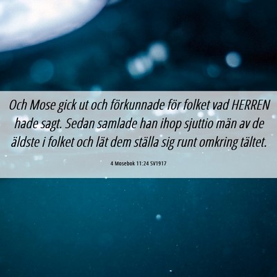 Picture 06 - 4 Mosebok 11:24 SV1917 - Och Mose gick ut och förkunnade för folket vad - Bible Verse Picture