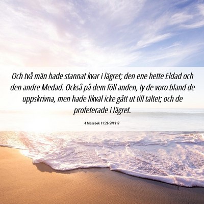 Picture 06 - 4 Mosebok 11:26 SV1917 - Och två män hade stannat kvar i lägret; den - Bible Verse Picture