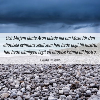 Picture 06 - 4 Mosebok 12:1 SV1917 - Och Mirjam jämte Aron talade illa om Mose för - Bible Verse Picture