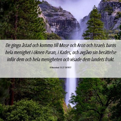 Picture 06 - 4 Mosebok 13:27 SV1917 - De gingo åstad och kommo till Mose och Aron och - Bible Verse Picture
