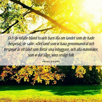 Picture 06 - 4 Mosebok 13:33 SV1917 - Och de talade bland Israels barn illa om landet - Bible Verse Picture