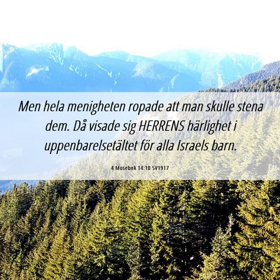 Picture 06 - 4 Mosebok 14:10 SV1917 - Men hela menigheten ropade att man skulle stena - Bible Verse Picture