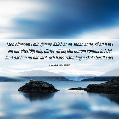 Picture 06 - 4 Mosebok 14:24 SV1917 - Men eftersom i min tjänare Kaleb är en annan - Bible Verse Picture