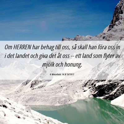 Picture 06 - 4 Mosebok 14:8 SV1917 - Om HERREN har behag till oss, så skall han föra - Bible Verse Picture