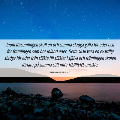 Picture 06 - 4 Mosebok 15:15 SV1917 - Inom församlingen skall en och samma stadga - Bible Verse Picture