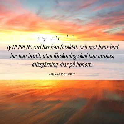 Picture 06 - 4 Mosebok 15:31 SV1917 - Ty HERRENS ord har han föraktat, och mot hans - Bible Verse Picture