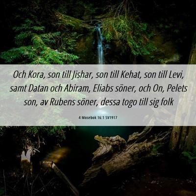 Picture 06 - 4 Mosebok 16:1 SV1917 - Och Kora, son till Jishar, son till Kehat, son - Bible Verse Picture