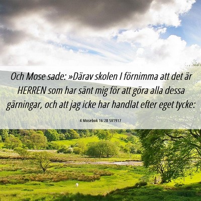 Picture 06 - 4 Mosebok 16:28 SV1917 - Och Mose sade: »Därav skolen I förnimma att - Bible Verse Picture