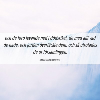 Picture 06 - 4 Mosebok 16:33 SV1917 - och de foro levande ned i dödsriket, de med allt - Bible Verse Picture