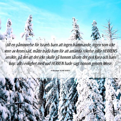 Picture 06 - 4 Mosebok 16:40 SV1917 - till en påminnelse för Israels barn att ingen - Bible Verse Picture
