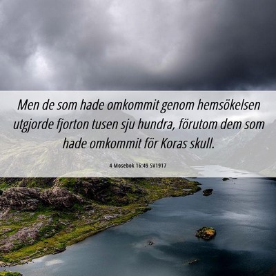 Picture 06 - 4 Mosebok 16:49 SV1917 - Men de som hade omkommit genom hemsökelsen - Bible Verse Picture