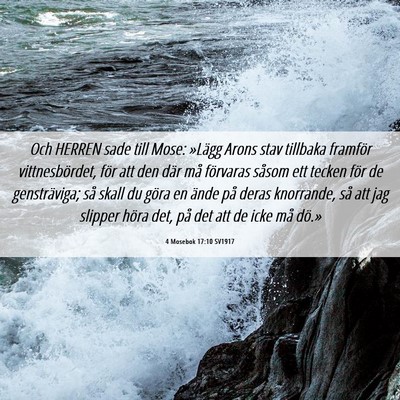 Picture 06 - 4 Mosebok 17:10 SV1917 - Och HERREN sade till Mose: »Lägg Arons stav - Bible Verse Picture