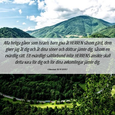 Picture 06 - 4 Mosebok 18:19 SV1917 - Alla heliga gåvor som Israels barn giva åt - Bible Verse Picture